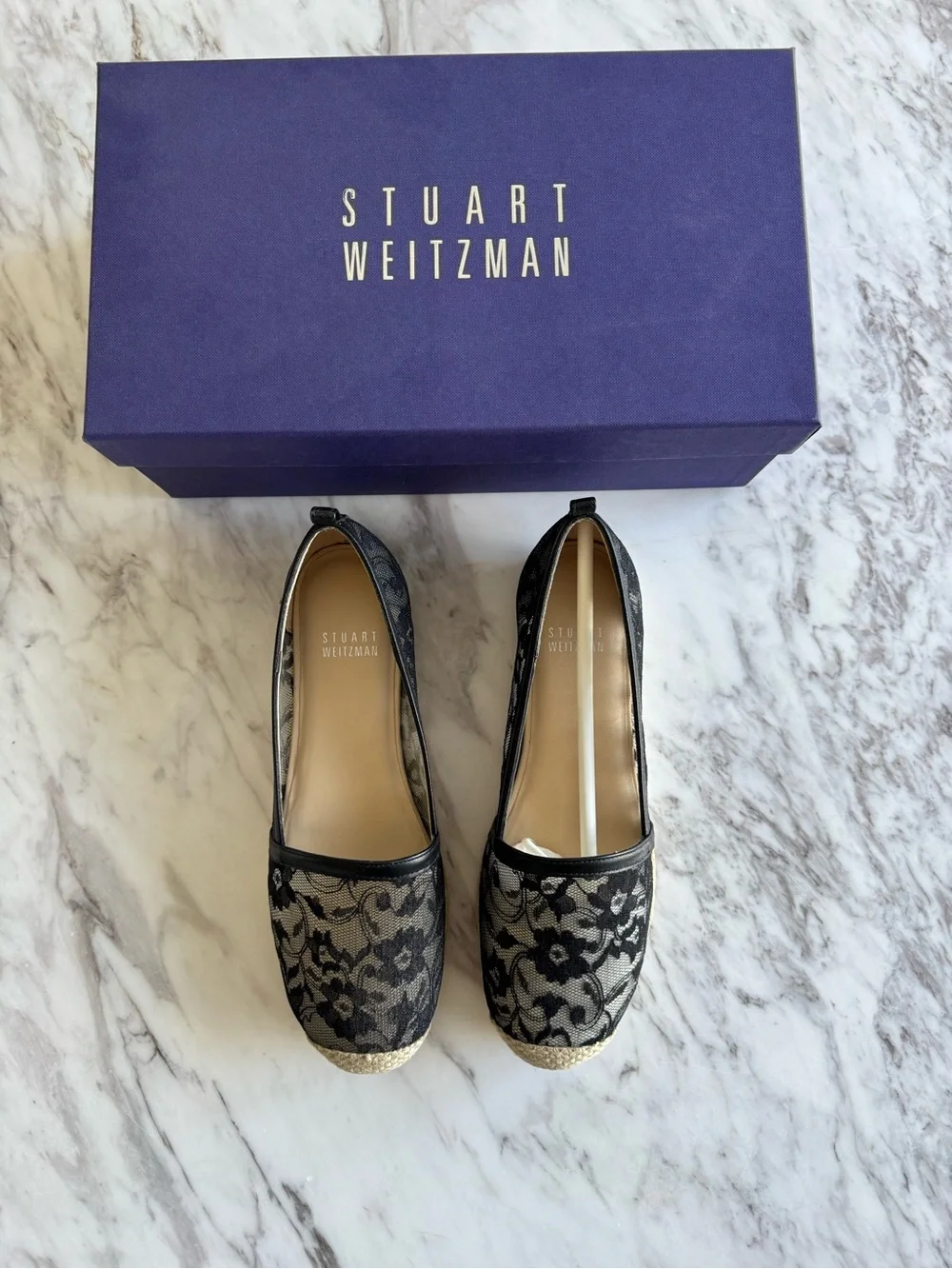 Stuart Weitzman Black Lace Espadrilles